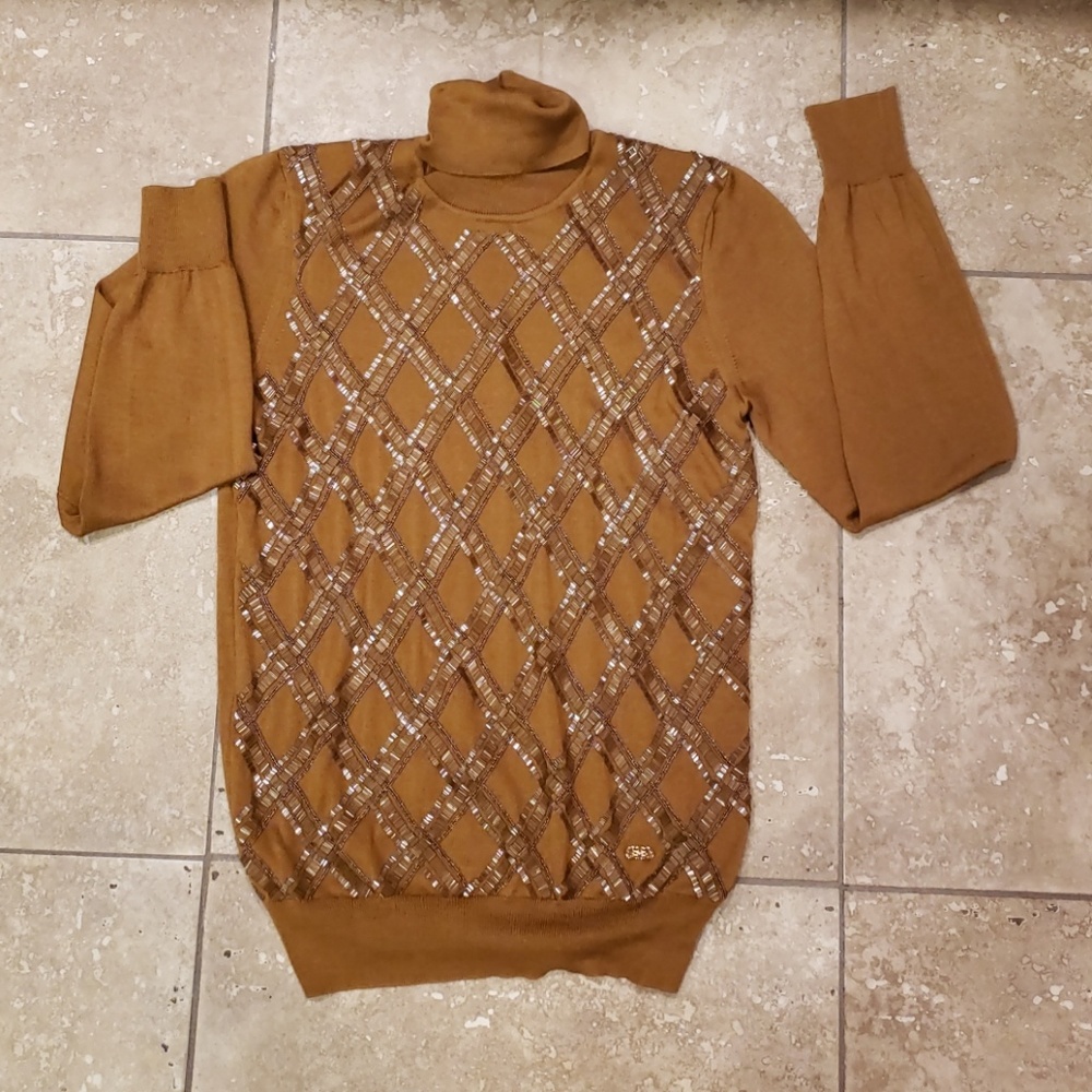 COPY - GORGEOUS Ferragamo beaded t-neck sz S